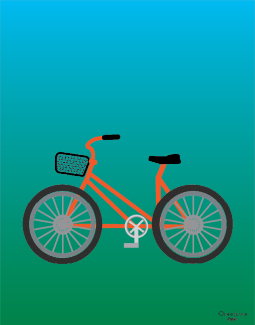 Illustration of orange bicycle