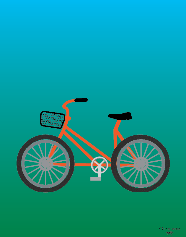 Illustration of orange bicycle