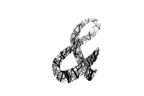 Image of ampersand with trees masked in it using masking in photoshop